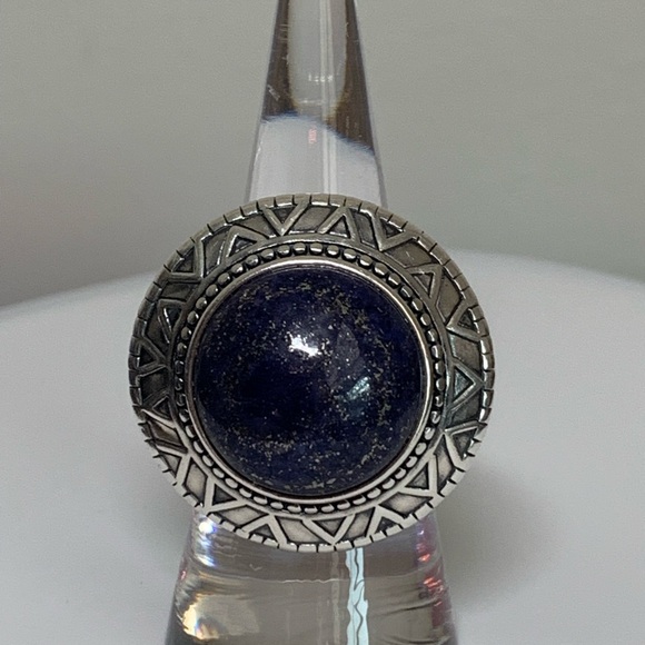 Silpada Intricate Sterling Silver Lapis Lazuli Cabochon Peruvian Design Ring - Picture 1 of 16